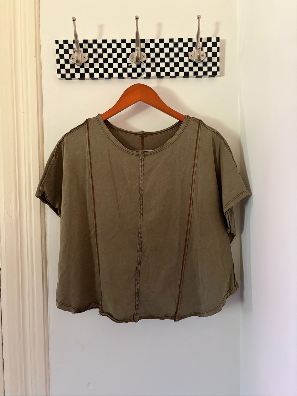 Relaxed Olive Short-Sleeve Top